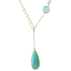 A Blonde and Her Bag women Diana Montecito Necklace in Chalcedony with Chalcedony Drop