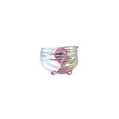A Blonde and Her Bag women Marcia Wire Wrap Ring in Silver with Breast Cancer Ribbon