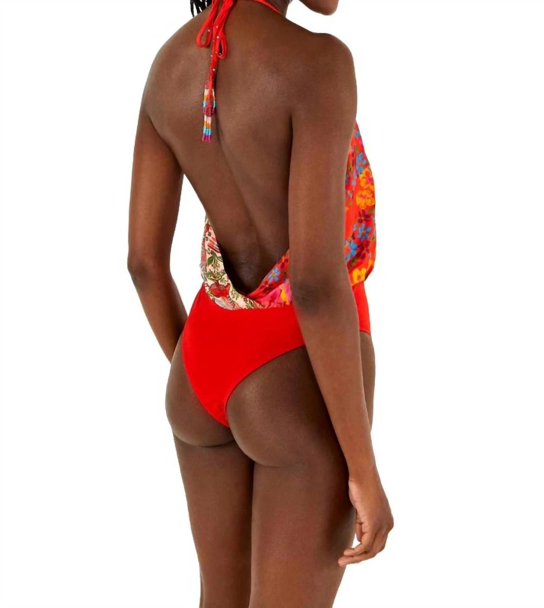 Farm Rio women MIXED PRINTS HALTER BODYSUIT in Pink Print 5 Farm Rio women MIXED PRINTS HALTER BODYSUIT in Pink Print - Image 3