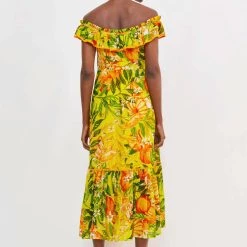 Farm Rio women Tangerines Off The Shoulder Midi Dress in Yellow -Farm Rio Sales 2f3c8d329bb544e6b83bbac07b8a19ec 1080x