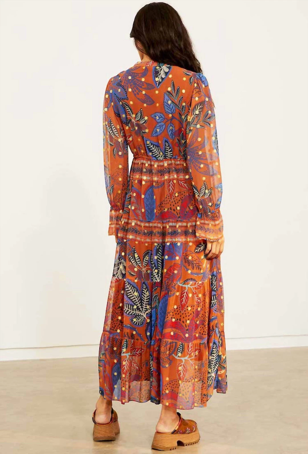 Farm Rio women Wild Jungle Midi Dress in Copper 4 Farm Rio women Wild Jungle Midi Dress in Copper - Image 2