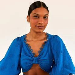 Farm Rio women 3D Pineapple Crop Top in Blue