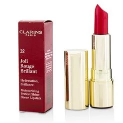 Clarins 215191 0.1 oz Joli Rouge Brillant Moisturizing Perfect Shine Sheer Lipstick - No.32 Pink Cranberry