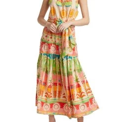 Farm Rio women Halter Neck Maxi Dress in Rainbow Sunset