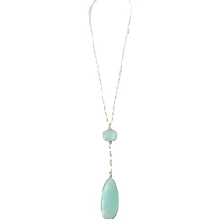 A Blonde and Her Bag women Double Diana Denmark Necklace in Chalcedony with Chalcedony Drop