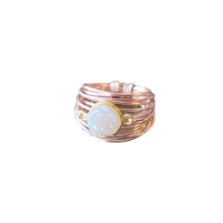 A Blonde and Her Bag women Torrey Ring in Rose Gold with White Druzy
