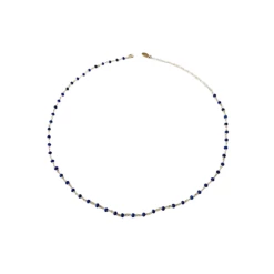 A Blonde and Her Bag women Balmy Nights Station Necklace with Sapphire Beaded Gold Chain