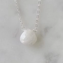 A Blonde and Her Bag women Stephanie Delicate Drop Necklace in Moonstone - Brass Chain