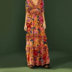 Farm Rio women Floral Dream Maxi Dress in Yellow