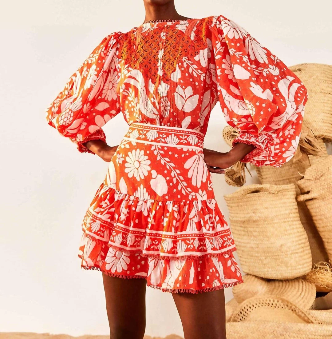 Farm Rio women Mini Skirt in Orange Neon Jungle 3 Farm Rio women Mini Skirt in Orange Neon Jungle