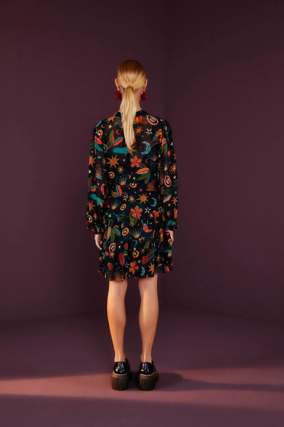 Farm Rio women Cerrado Sky Mini Dress in Black 5 Farm Rio women Cerrado Sky Mini Dress in Black - Image 3