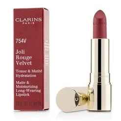 Clarins 218939 0.1 oz Joli Rouge Velvet Matte & Moisturizing Long Wearing Lipstick, No.754V Deep Red
