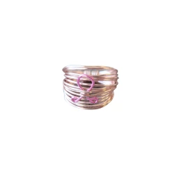 A Blonde and Her Bag women Marcia Wire Wrap Ring in Rose Gold with Breast Cancer Ribbon