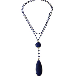 A Blonde and Her Bag women Double Diana Denmark Necklace in Sapphire with Sapphire Drop