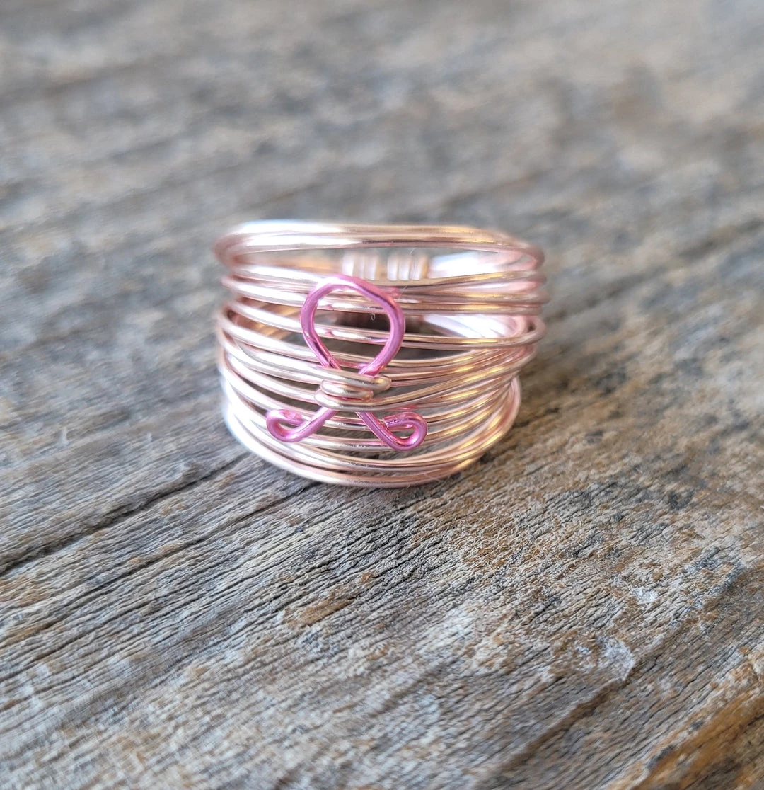 A Blonde and Her Bag women Marcia Wire Wrap Ring in Rose Gold with Breast Cancer Ribbon 4 A Blonde and Her Bag women Marcia Wire Wrap Ring in Rose Gold with Breast Cancer Ribbon - Image 2