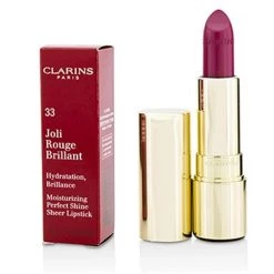 Clarins 215192 0.1 oz Joli Rouge Brillant Moisturizing Perfect Shine Sheer Lipstick - No.33 Soft Plum