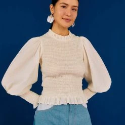 Farm Rio women Smocked Blouse in White -Farm Rio Sales d2f73885357f4e6fb6fff02267dfd6f3 e062a6bd 1254 454d 9046 d726d1ce09df 1080x