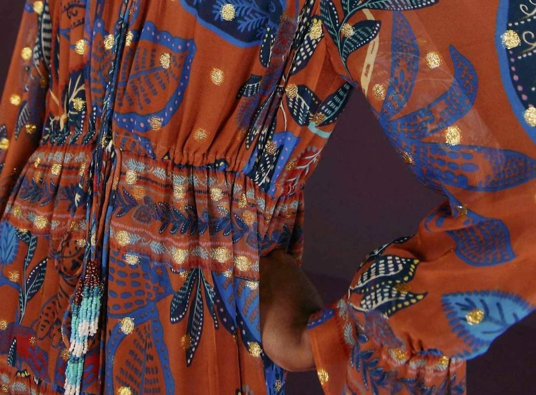 Farm Rio women Wild Jungle Midi Dress in Copper 5 Farm Rio women Wild Jungle Midi Dress in Copper - Image 3