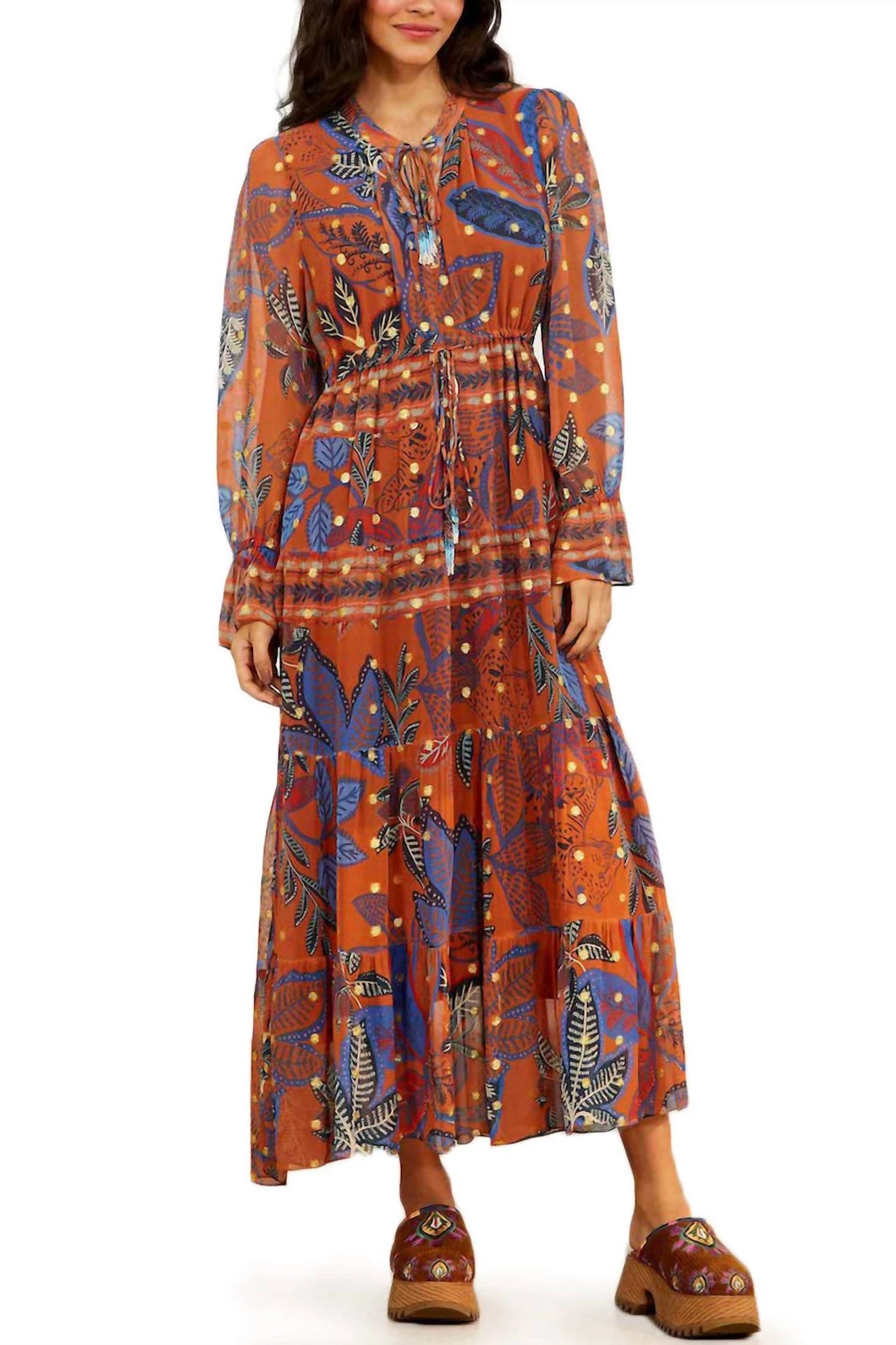 Farm Rio women Wild Jungle Midi Dress in Copper 3 Farm Rio women Wild Jungle Midi Dress in Copper