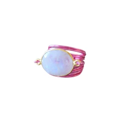 A Blonde and Her Bag women Torrey Ring in Hot Pink with Moonstone