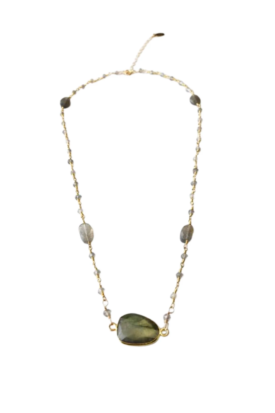 A Blonde and Her Bag women Mrs. Parker Endless Summer Labradorite Necklace in Gold 4 A Blonde and Her Bag women Mrs. Parker Endless Summer Labradorite Necklace in Gold - Image 2